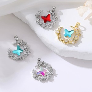 Ciondoli a forma di farfalla blu e rossa con zirconi, accessori fai da te per collane, componenti per la creazione di gioielli personalizzati fatti a mano - Product Image 2