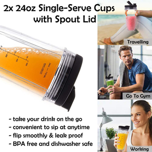 Gobelets de remplacement pour blender <span class=keywords><strong>Ninja</strong></span>, 24 oz, avec couvercles à emporter, lame extractrice à 7 ailettes, pour <span class=keywords><strong>Ninja</strong></span> Auto IQ BN801 SS101 BL480-30 BL641 - Product Image 6