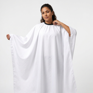 Capa de Barbero Profesional Impermeable de Poliéster, Bata para Cortar el Cabello, Tela de Barbería Blanca Lisa para Sublimación, Capas de Peluquería - Product Image 5