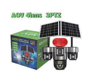 Nouvelle arrivée HiEasy AOV Caméra 4 objectifs 20MP Sécurité 6 moteurs Enregistrement 24h/24 et 7j/7 Caméra IP 4G Sim 3PTZ Caméra solaire AOV - Product Image 2