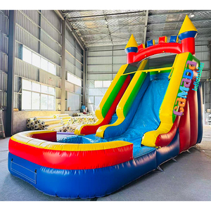 Toboggan aquatique gonflable arc-en-ciel coloré pour jardin <span class=keywords><strong>avec</strong></span> <span class=keywords><strong>piscine</strong></span>, toboggan aquatique personnalisé et <span class=keywords><strong>piscine</strong></span> à jets d'eau <span class=keywords><strong>avec</strong></span> souffleur - Product Image 1