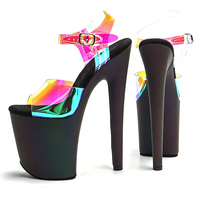 20CM / 8 pouces TPU supérieur femmes mode exotique haut talon plate-forme Peep Toe bride à la cheville sandale pôle chaussures de danse