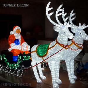 Luces LED 3D con Motivo de <span class=keywords><strong>Reno</strong></span> Navideño para Exteriores, <span class=keywords><strong>Adorno</strong></span> Navideño con Trineo de <span class=keywords><strong>Reno</strong></span> - Product Image 1