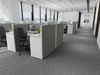 Dalles de moquette modulaires grises minimalistes, ignifuges et faciles à nettoyer, avec support en PVC/PU pour plans de bureaux structurés