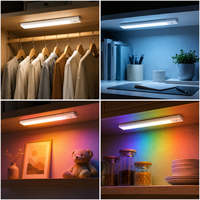 Lumière sous-armoire à détecteur de mouvement RGB, lampe LED rechargeable pour placard, cuisine, chambre, armoire