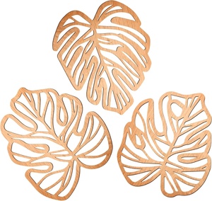 Hojas de <span class=keywords><strong>Palma</strong></span> de madera Decoración de pared Hojas de madera Planta Decoración de pared Escultura colgante de madera Placa de planta tropical vintage - Product Image 1