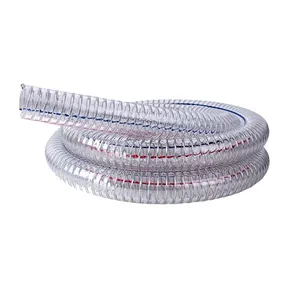 Tubo rinforzato in filo di acciaio per alimenti in PVC a spirale con bobina di metallo trasparente