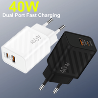 ODM OEM UE ROYAUME-UNI 40W Double Ports Type C USB a Charge rapide USB Téléphone portable Voyage Logo personnalisé Chargeur de téléphone mural