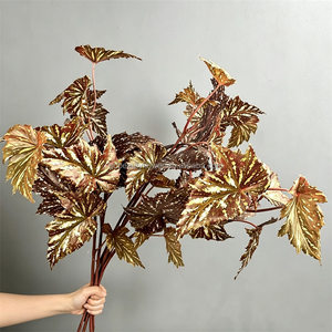 L-362 Hojas de <span class=keywords><strong>Begonia</strong></span> Artificiales al por Mayor, Hojas Verdes de Tallo Largo para Decoración de Arreglos Florales en Jarrones para Bodas y Hogar - Product Image 2