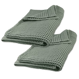 GILDEN TREE Waffle Cotton Bath <b>Towels</b> Quick Dry Thin <b>Large</b> 2 Pack (Sage Grey) - Product Image 1
