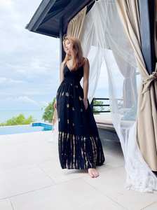 OEM Private Label Tie Dye Maxi Solid Pattern Rayon Fabric Taille Libre Floor-Length Fancy Conçu pour les occasions de plage Indiennes - Product Image 5