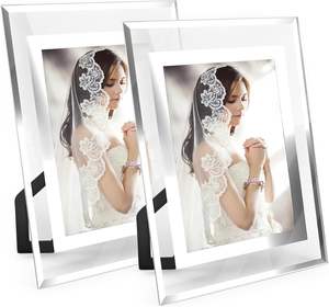 Cadre photo en verre cristal doré personnalisé en gros, 8x10 pouces, pour affichage sur table, vertical ou horizontal - Product Image 2