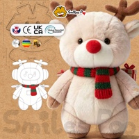 Boneka Rusa Natal Kustom, Bahan Aman Tidak Beracun, Bersertifikat CE UKCA, Dilengkapi Syal Bergaris dan Kotak Hadiah Dekoratif