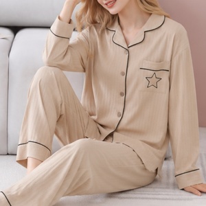 Conjunto de Pijama de Dos Piezas de Satén de Lujo para Mujer, Estilo Europeo Americano, Cintura Elástica, Manga Larga, Transpirable, Tallas Grandes - Product Image 1