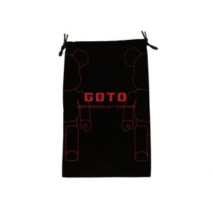 ZEHUI Factory Supply <b>Black</b> Velvet Flocking Storage Shopping Bag <b>Cloth</b> Bag Double Drawstring Full-printed Logo Wholesale Bulk OEM - Product Image 5