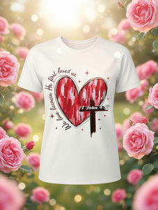 T-Shirt da Donna a Maniche Corte per San Valentino, Stampa Cuore e Lettere, Collo Tondo, Casual, Traspirante, 100% Cotone Jersey - Product Image 2