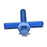 Visserie hexagonale en acier au carbone durable DIN931 avec revêtement PTFE bleu, résistante à la corrosion, M10-M42, pour l'industrie chimique