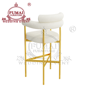 เก้าอี้บาร์สูงสีขาวเหล็กสำหรับห้องครัว เฟอร์นิเจอร์ห้องอาหาร - Product Image 3