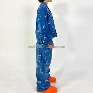 Conjunto de Mezclilla de Alta Calidad para Ropa Urbana, Fabricante Personalizado, Conjunto de Chaqueta y Pantalones de Mezclilla Unisex, Conjuntos de Jeans Azules para Hombre - Product Image 2
