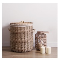 Panier de rangement pour linge en osier de saule naturel couleur bois, écologique, avec doublure en coton amovible pour la maison, l'hôtel et la salle de bain