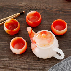 Service à thé Kung Fu en verre opale fait main en Chine, verre de lait <span class=keywords><strong>Mosser</strong></span>, théière et tasses en verre résistant à la chaleur, verre de jade - Product Image 1