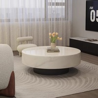 Table basse légère en marbre blanc de style italien minimaliste et haut de gamme à usage domestique pour le salon