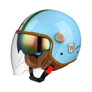 Zweilinsiger Retro Motorradhelm DOT-zugelassen 3/4 offener Halbgesichtshelm mit doppelter Visier versteckter Sonnenschutz abnehm - Product Image 5