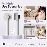 Sikat Bulu Kucing Bulat Stainless Steel Easy Clean, Penghilang Bulu Satu Klik, Sikat Perawatan Hewan Peliharaan yang Membersihkan Diri Sendiri untuk Kucing di Dalam Ruangan