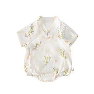 Combinaison unisexe en gaze <span class=keywords><strong>de</strong></span> coton ultra-fine pour nouveau-né, barboteuse d'été à manches courtes, style triangle, vêtements <span class=keywords><strong>de</strong></span> moine - Product Image 5