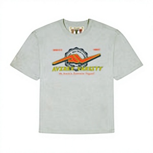ผู้ผลิต OEM ODM เสื้อยืดแขนสั้นสีเทาสำหรับผู้ชาย Avirex ทรงปกติ ผ้าคอตตอนเจอร์ซีย์ สตรีทแวร์ คอกลม พิมพ์โลโก้ด้านหลัง - Product Image 1