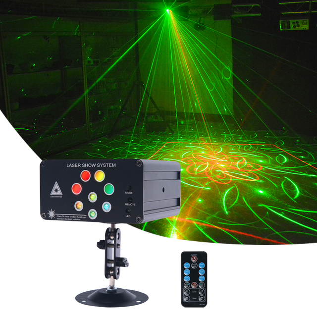Cheap Laser Show Decoration Laser Projector 8 Holes 128 Patterns RGB Disco Party Stage Mini Laser Light