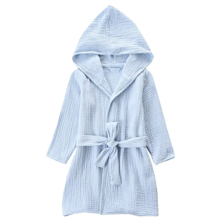 Organic cotton baby bathrobe soft breathable robe suitable for children boys and girls hooded towels