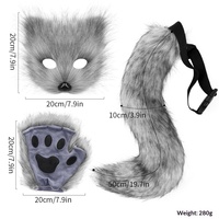Ensemble de costumes d'Halloween comprenant des gants de renard simulés, une queue de renard en peluche, des accessoires de cosplay faits à la main pour la Journée des enfants