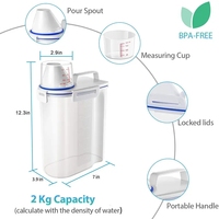 Bocal à Grains Hermétique Transparent 2 KG en Plastique, Réservoir Scellé pour Riz, Aliments Secs et Céréales avec Tasse Mesureuse