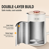 Bouilloire électrique 1,7 L avec contrôle intelligent de la température 45-100 ° C SUS304 Acier inoxydable double couche anti-brûlure 1500W