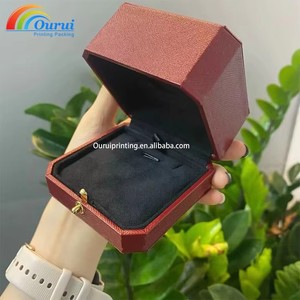 Ourui Elegant Hexagon <b>Red</b> Jewelry <b>Box</b> With Velvet Insert Button Closure For Watch Packaging - Product Image 5