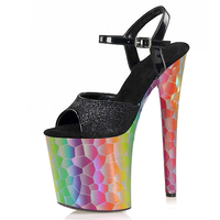 Nouveau modèle de sandales à talons hauts pour défilé de mode, couleur du talon 20 cm, plateforme épaisse, sexy, pole dance, gothique, grande taille, sandales pour travestis