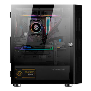 P1000 BK ATX เคสคอมพิวเตอร์สำหรับเล่นเกมแนวตั้ง PCI กระจกนิรภัยพร้อมพัดลม RGB 4x140มม. Type-C USB 3.0 MINI MATX Style" - Product Image 6