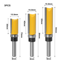 Fresa de carburo de 8 mm con vástago para carpintería, para copiar y recortar patrones en madera, con rodamiento, herramientas de corte CNC