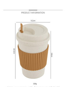 Tùy chỉnh logo trấu sợi cà phê Takeaway cà phê để đi Mug tái sử dụng cốc cà phê với nắp - Product Image 6
