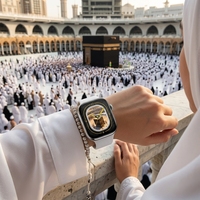 Jam Tangan Pintar Haji Terhubung Aplikasi dengan Berbagi Lokasi GPS Real-Time & Deteksi Jatuh SOS untuk Keamanan Kelompok Haji