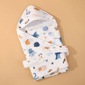 Cartoon Super Absorption Baby Wet Shower Towels Organic Cotton Washable Comfortable Hooded <b>Blanket</b> for Children - Product Image 1