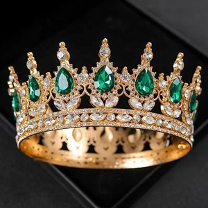 Corona <span class=keywords><strong>de</strong></span> Cristal Redonda Completa Chapada en Oro con Diamantes <span class=keywords><strong>de</strong></span> Imitación AB en Forma <span class=keywords><strong>de</strong></span> Lágrima para Mujer, Tiara para Boda, Aniversario, Concurso, Baile <span class=keywords><strong>de</strong></span> Graduación - Product Image 2