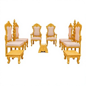 Modern Wooden Indian Wedding Mandap Chair Set with Heart Shape Design Latest Teak Wood Mandap Chairs for Wedding Ceremony USA - Product Image 2