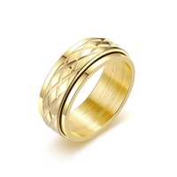 Bague en acier inoxydable 8 mm à motif losanges taillés, texture géométrique, large, en stock, vente en gros, bijoux de mode pour hommes