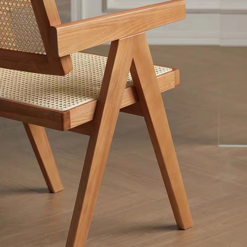 Modern solid wooden French style rattan hotel restaurant cafe shop chair dining room furniture