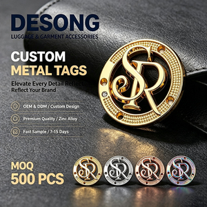 Étiquettes métalliques gravées rondes personnalisées avec logo, pour vêtements, résistantes à l'eau et à la rouille, prix de gros d'usine - Product Image 1