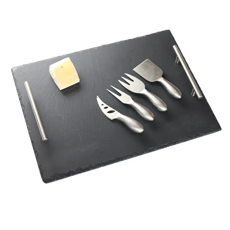 Großhandel 12 "x 16" große Schiefer Käse platte und Edelstahl Besteck Set Schiefer Stein Teller