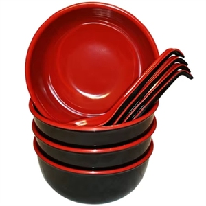 Bol à pâtes et à soupe Miso de grande capacité, 4 pièces, avec cuillères - Couleurs rouge et noir - 40 onces - Product Image 2