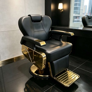 Chaise de barbier en cuir avec dossier inclinable et rotation à 360°, hauteur réglable, usage commercial - Product Image 4